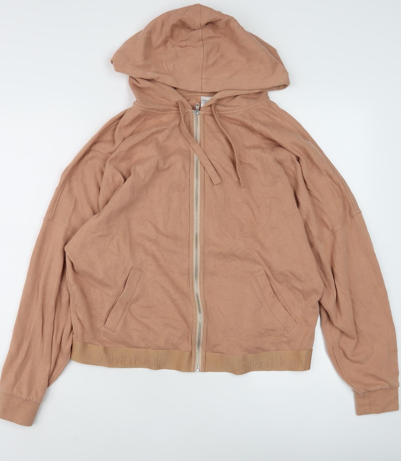 Womens UK Size M Calvin Klein Brown Full Zip Hoodie