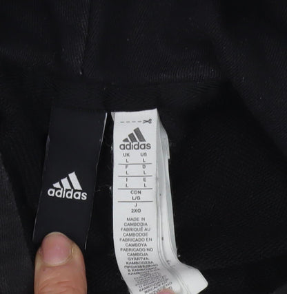 Adidas Men's Black Logo Hoodie Size L Pullover