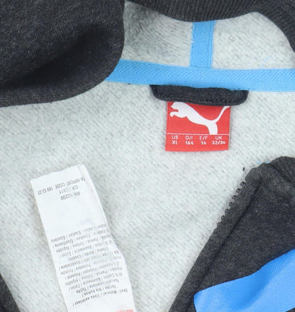 Puma Boys Black Full Zip Hoodie Size 14 Graphic Print