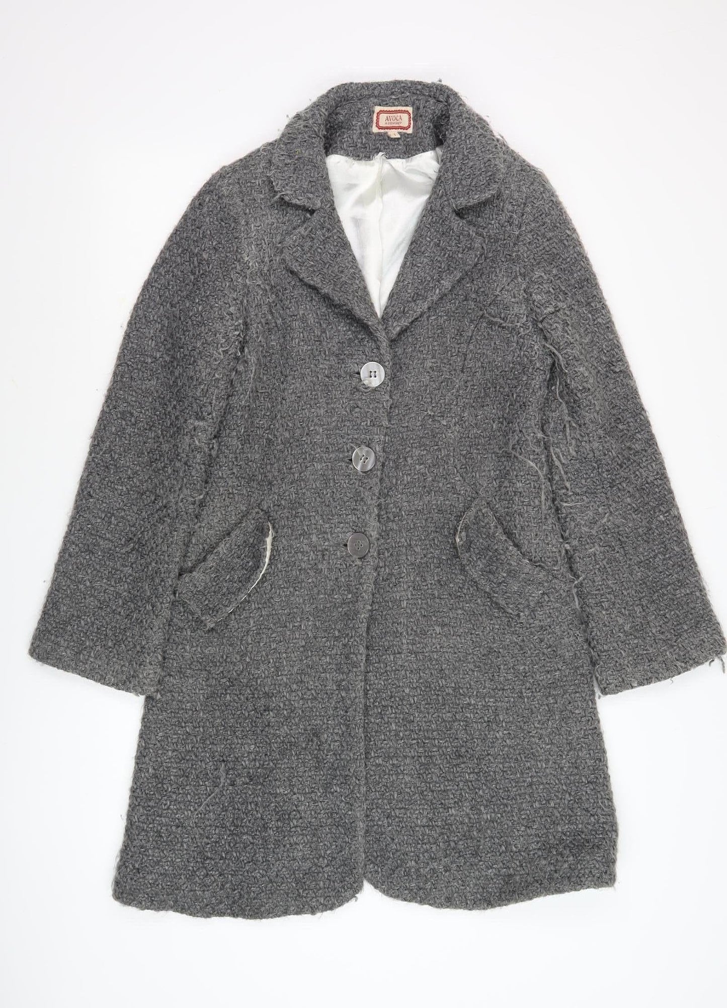 Ayoca Women's Grey Long Coat, L, Button, Lined