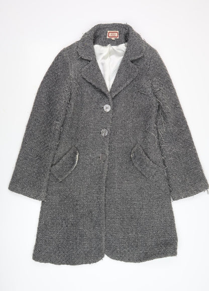 Ayoca Women's Grey Long Coat, L, Button, Lined