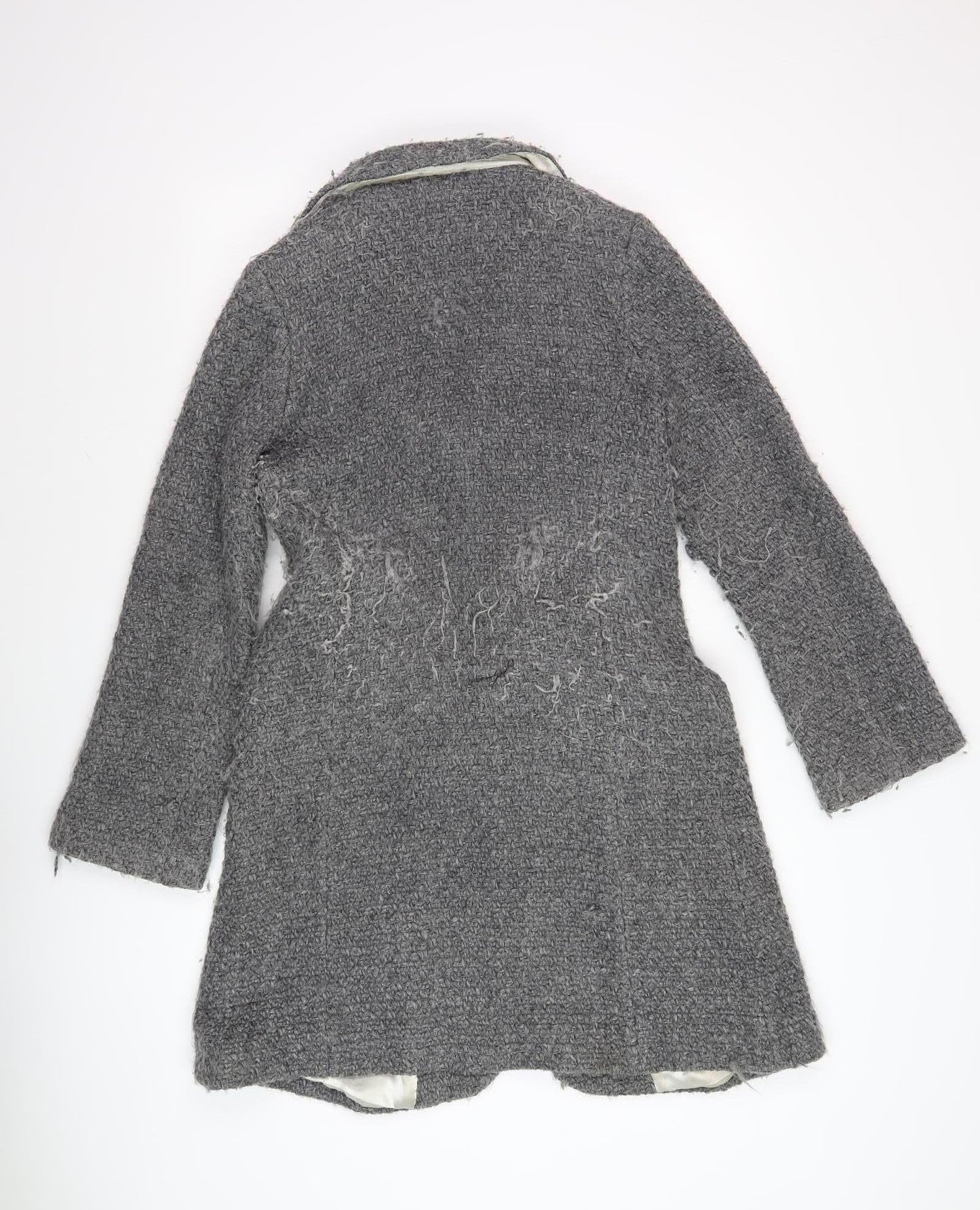 Ayoca Women's Grey Long Coat, L, Button, Lined