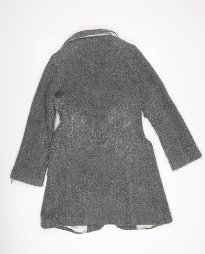 Ayoca Women's Grey Long Coat, L, Button, Lined