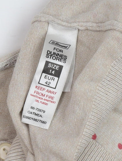 Womens UK Size 14 Dunnes Stores Beige Cardigan Jumper