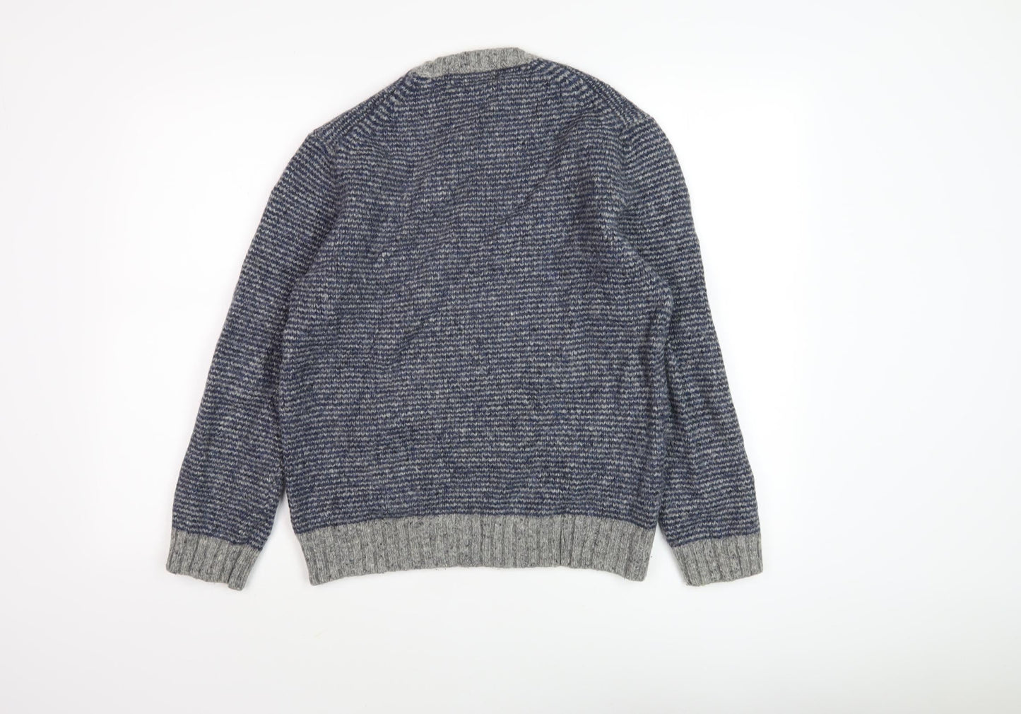 John Lewis Men's Blue Grey Wool S Pullover Jumper