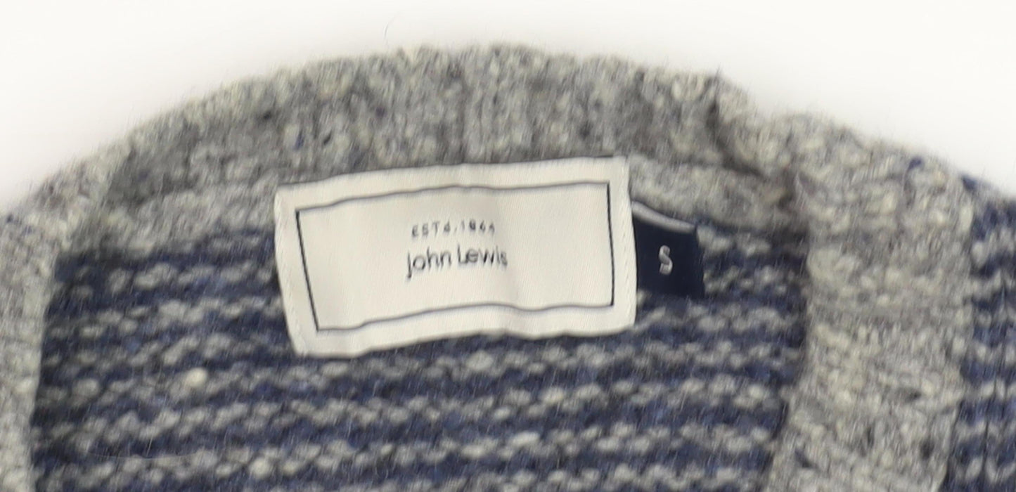 John Lewis Men's Blue Grey Wool S Pullover Jumper