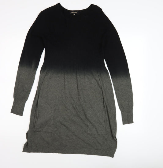 Christina Women's Knit Dress S Long Sleeve Black Grey