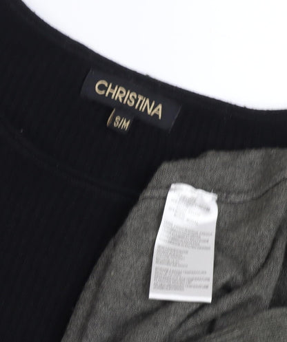 Christina Women's Knit Dress S Long Sleeve Black Grey