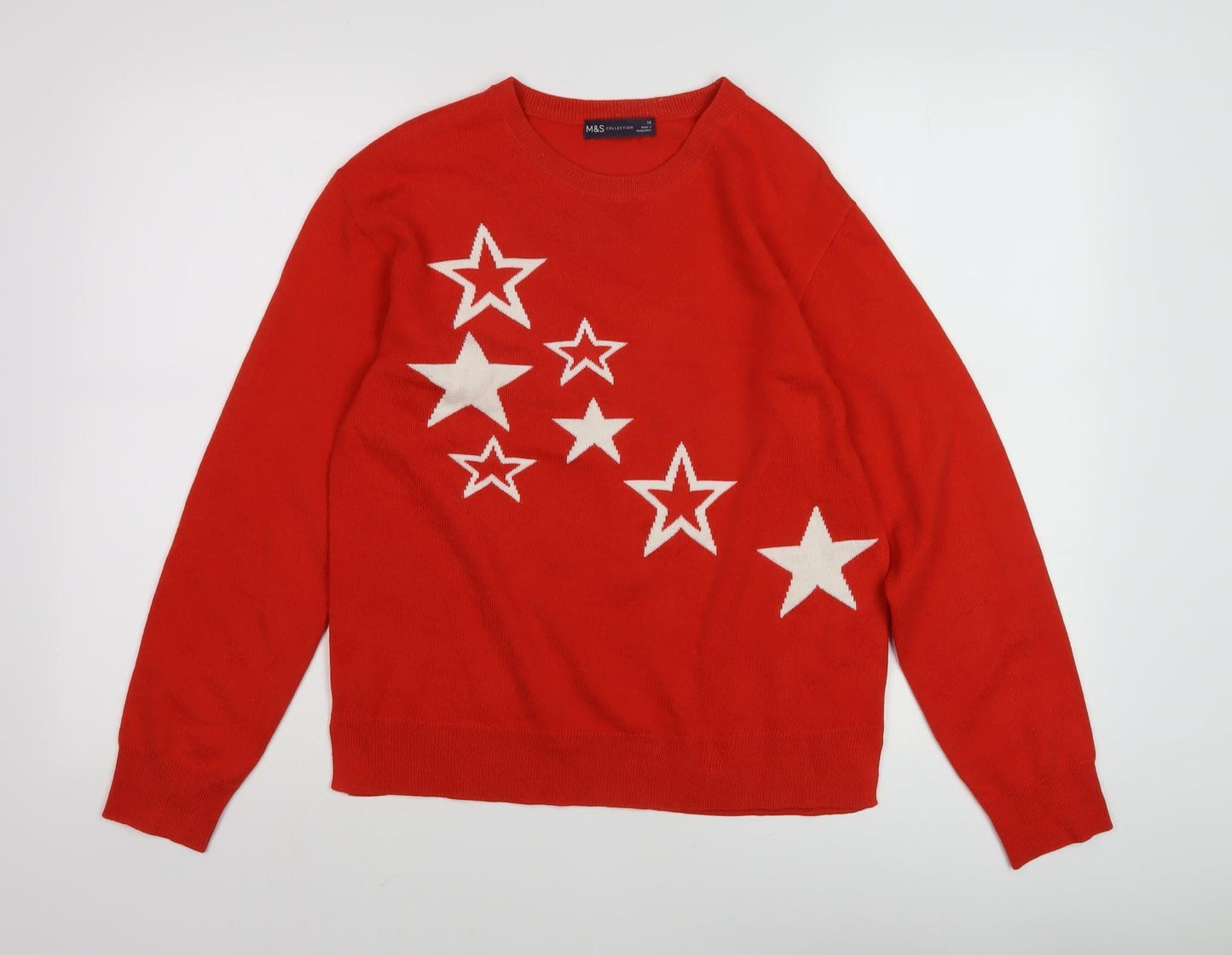 Womens UK Size 10 Marks and Spencer Red Pullover Jumper
