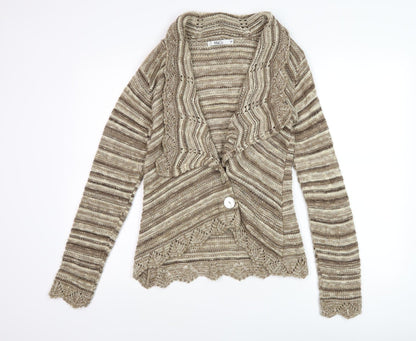 Womens UK Size M M&Co Brown Cardigan Jumper