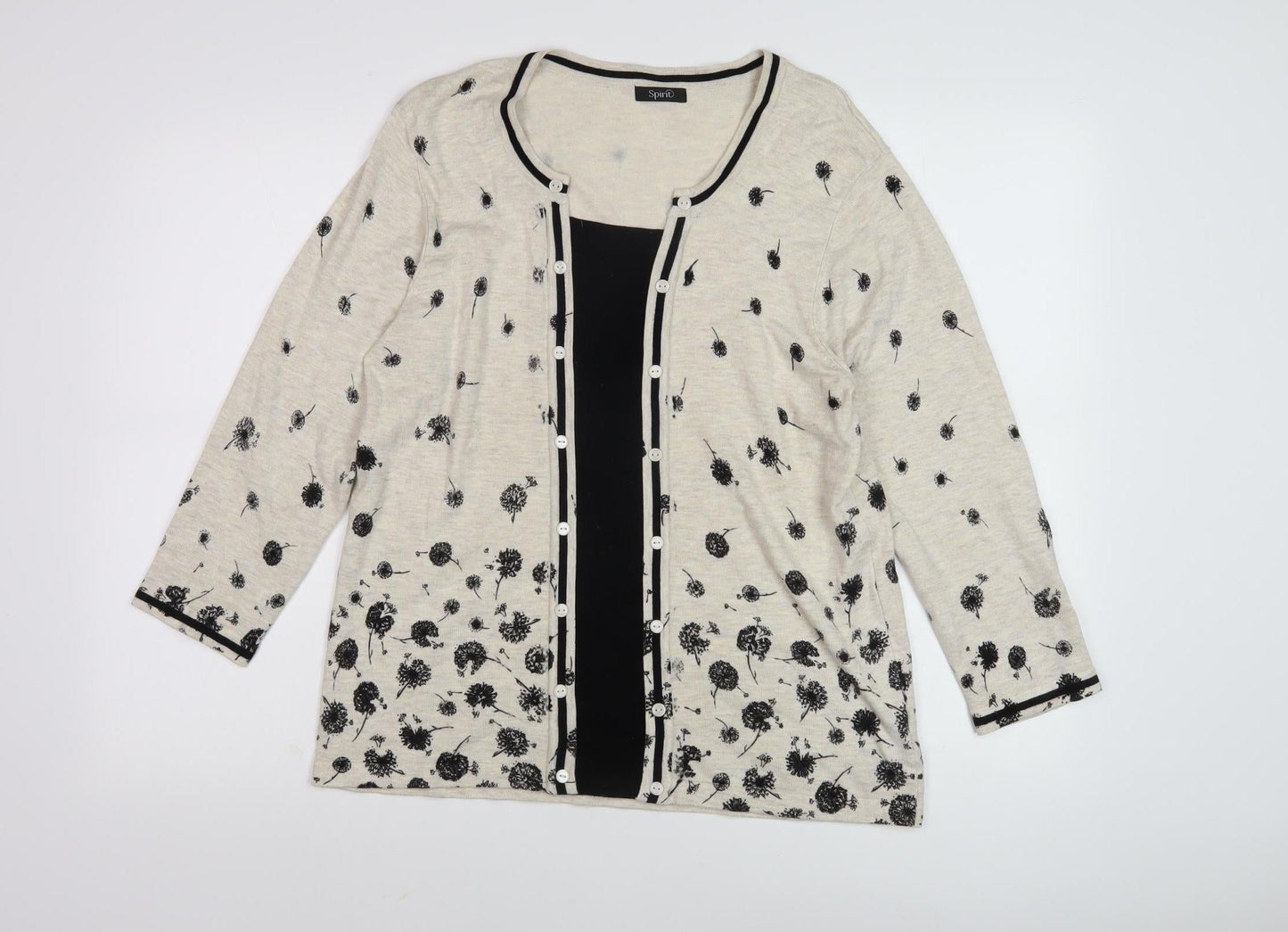 Womens UK Size 16 M&Co Beige Cardigan Jumper