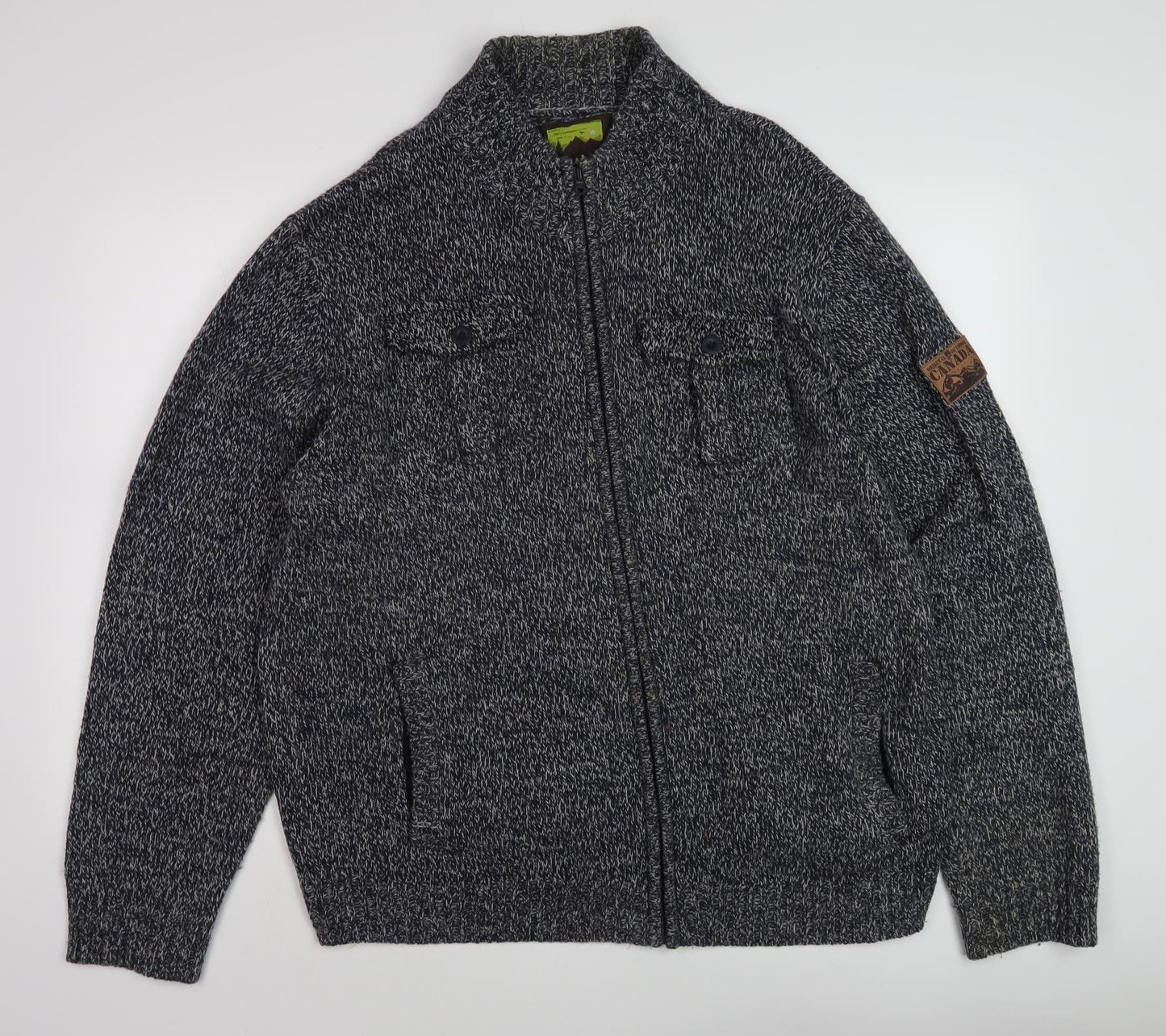 Atlas for Men Grey Wool Blend Full Zip Jacket 2XL