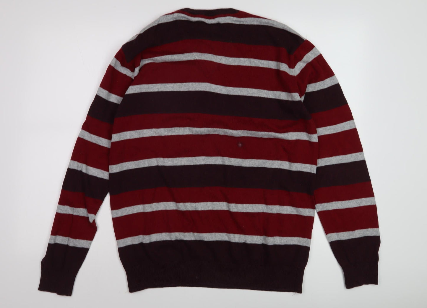 Sandstone Men's M Red Striped V-Neck Jumper