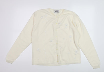 Womens UK Size M Akal Collection Ivory Cardigan Jumper