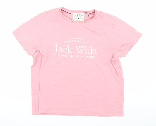 Jack Wills Women's Pink Basic T-Shirt Size 12