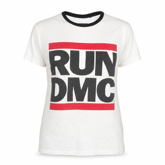 Front view of RUN DMC unisex white ringer t-shirt -, size 6