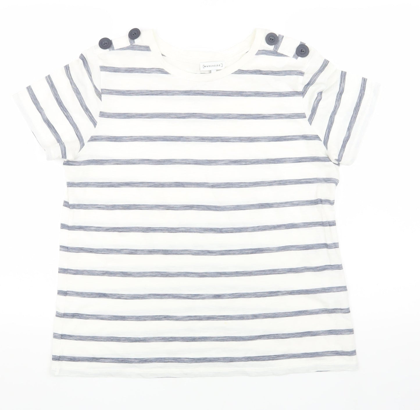 Womens UK Size 12 Warehouse White Basic T-Shirt