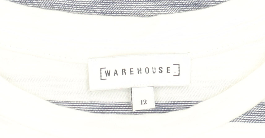 Womens UK Size 12 Warehouse White Basic T-Shirt