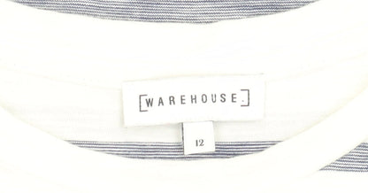 Womens UK Size 12 Warehouse White Basic T-Shirt
