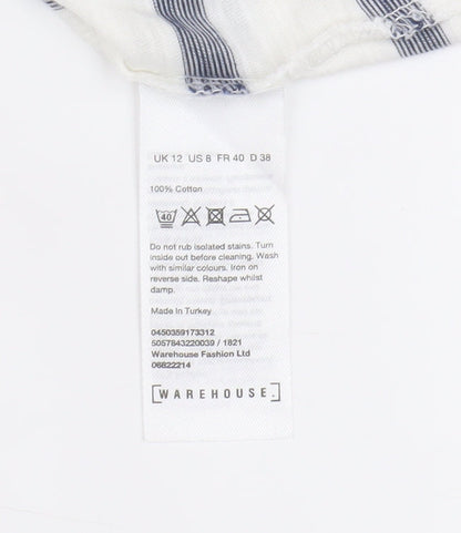 Womens UK Size 12 Warehouse White Basic T-Shirt