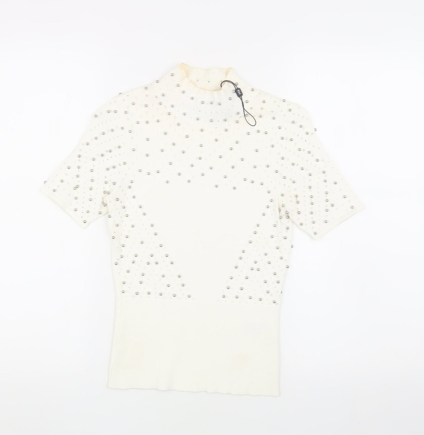 Karen Millen Women's Ivory Beaded Pullover Jumper XS