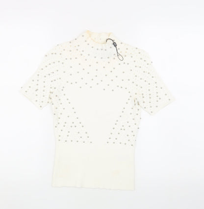 Karen Millen Women's Ivory Beaded Pullover Jumper XS