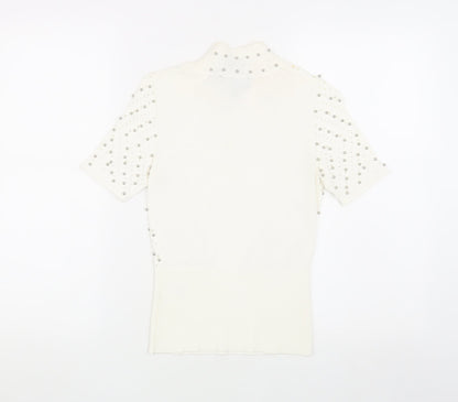 Karen Millen Women's Ivory Beaded Pullover Jumper XS