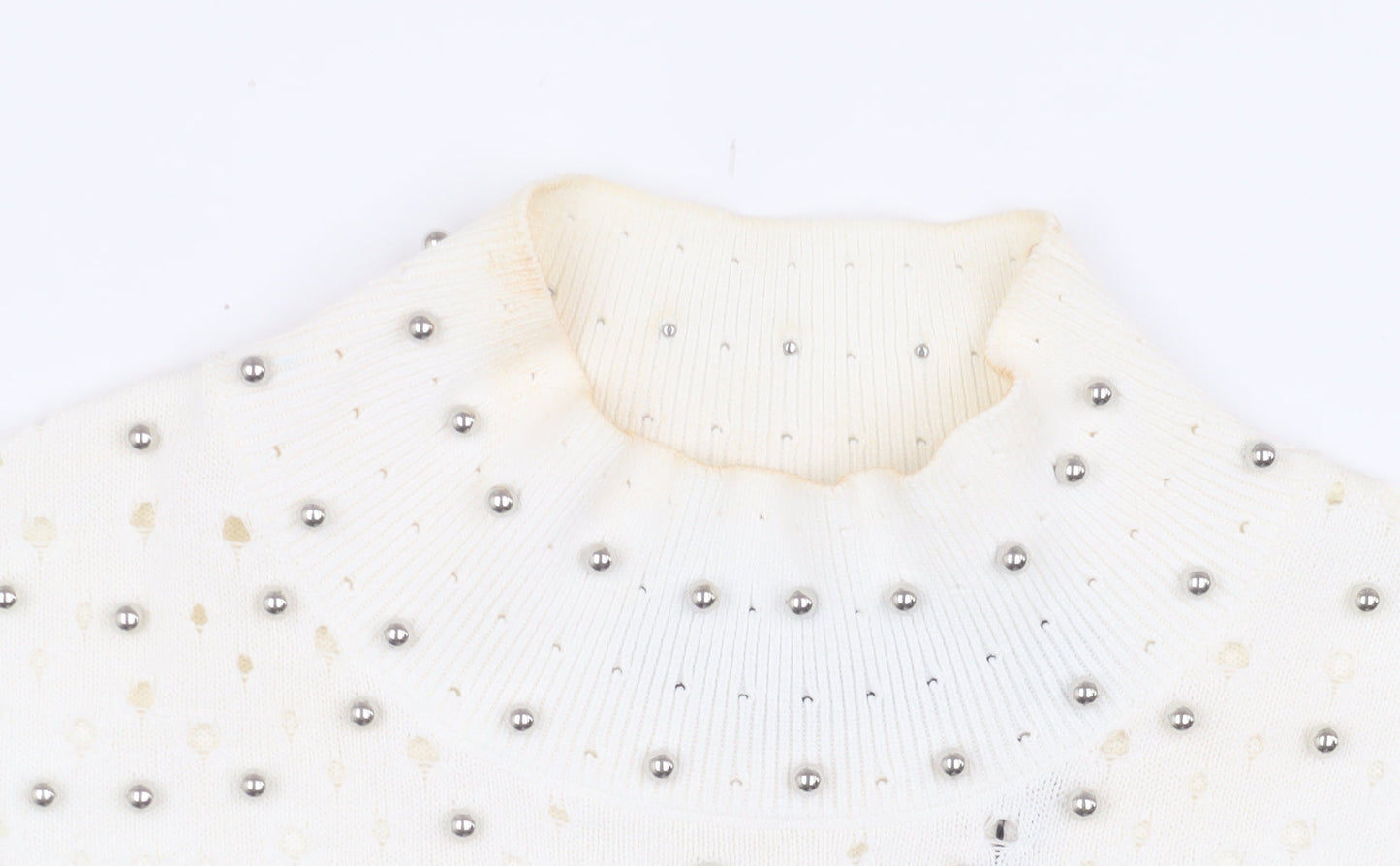 Karen Millen Women's Ivory Beaded Pullover Jumper XS