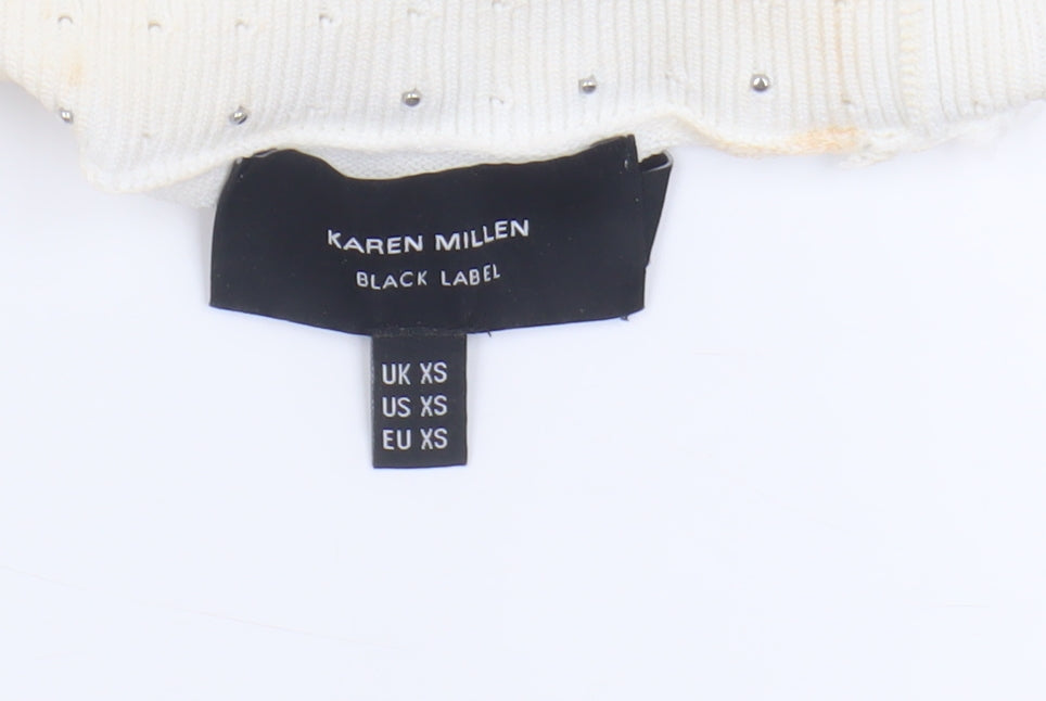 Karen Millen Women's Ivory Beaded Pullover Jumper XS