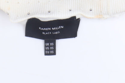 Karen Millen Women's Ivory Beaded Pullover Jumper XS