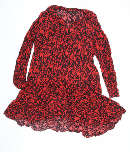 Next Women's Red Animal Print Long Sleeve Dress