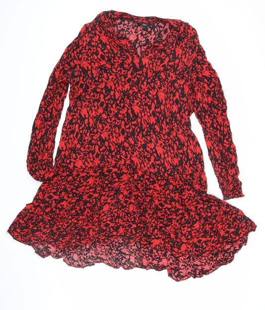 Next Women's Red Animal Print Long Sleeve Dress