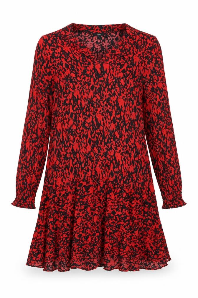 Next Women's Red Animal Print Long Sleeve Dress