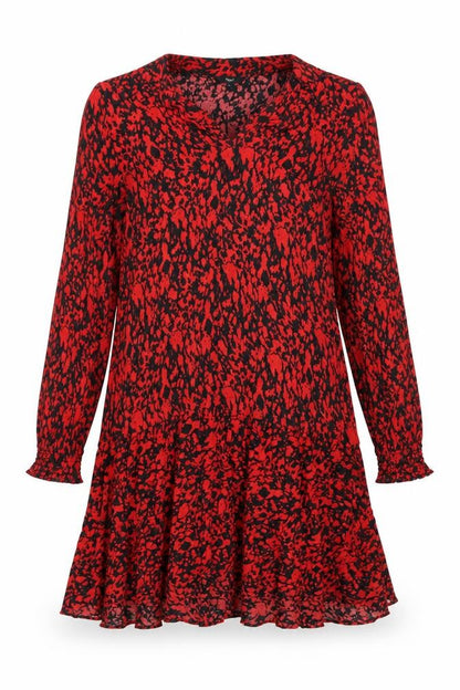 Next Women's Red Animal Print Long Sleeve Dress