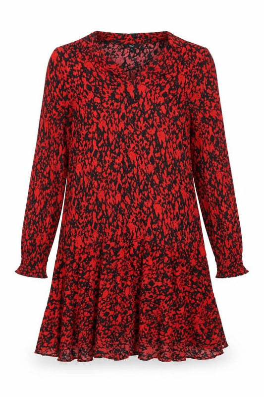 Next Women's Red Animal Print Long Sleeve Dress