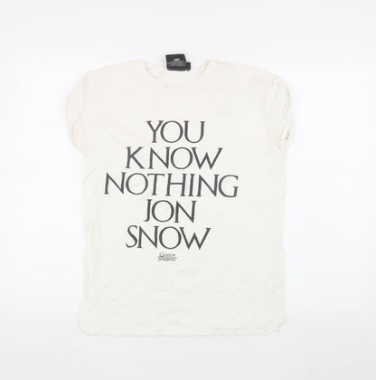 Womens UK Size 6 Game Of Thrones White Basic T-Shirt