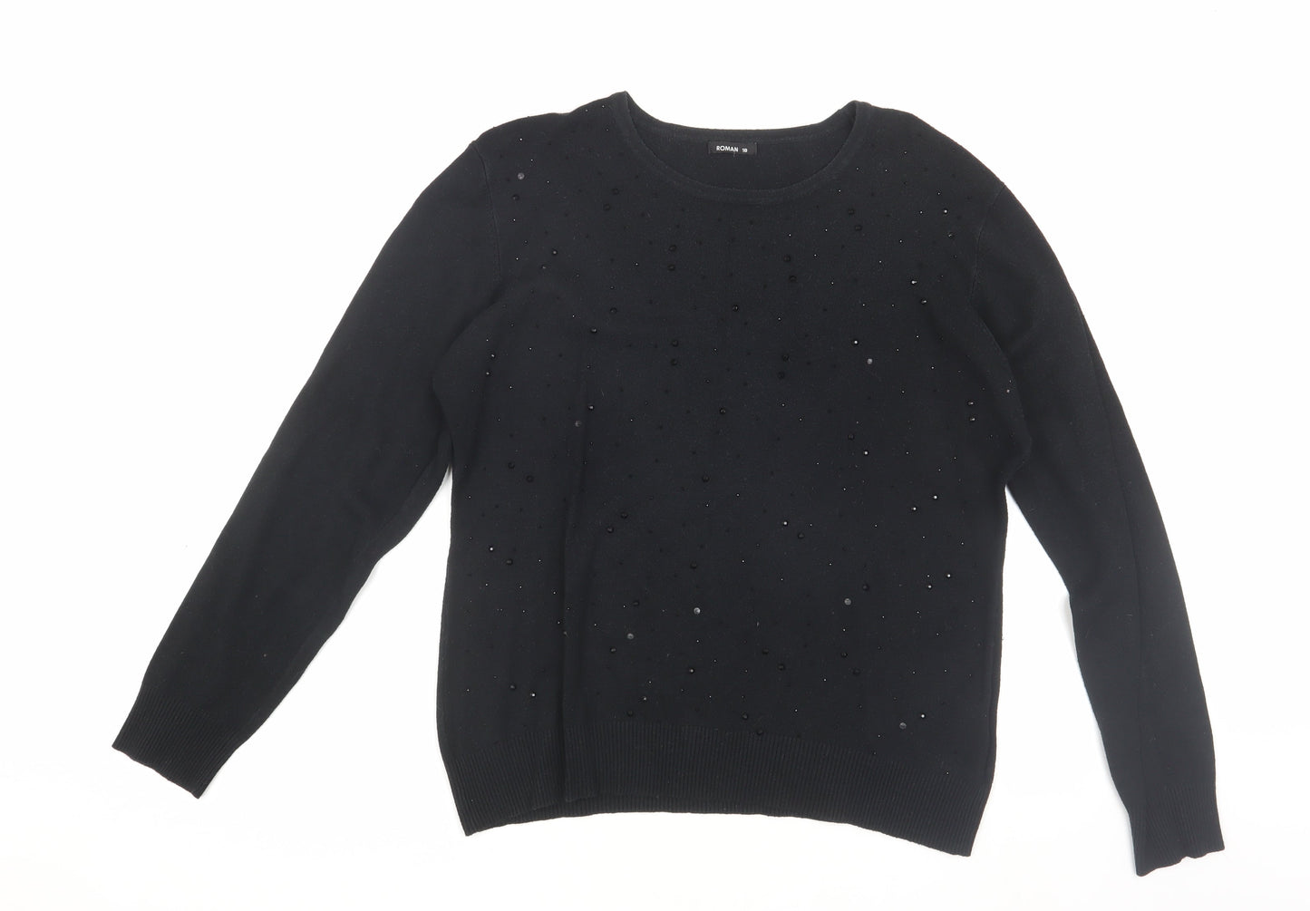 Womens UK Size 18 Roman Black Pullover Jumper