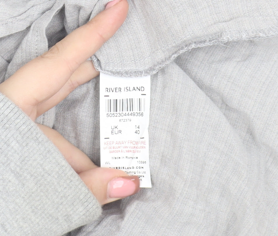 Womens UK Size 14 River Island Grey Basic Blouse