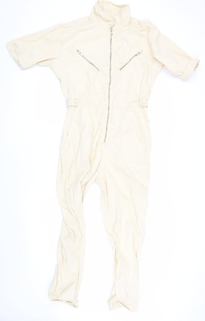 Topshop Women's Beige Collared Jumpsuit, Size 12