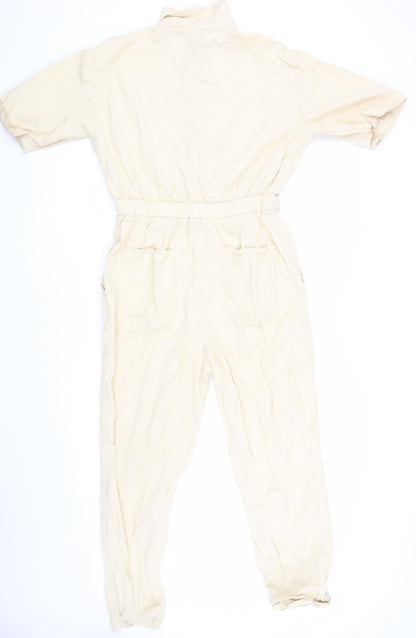 Topshop Women's Beige Collared Jumpsuit, Size 12