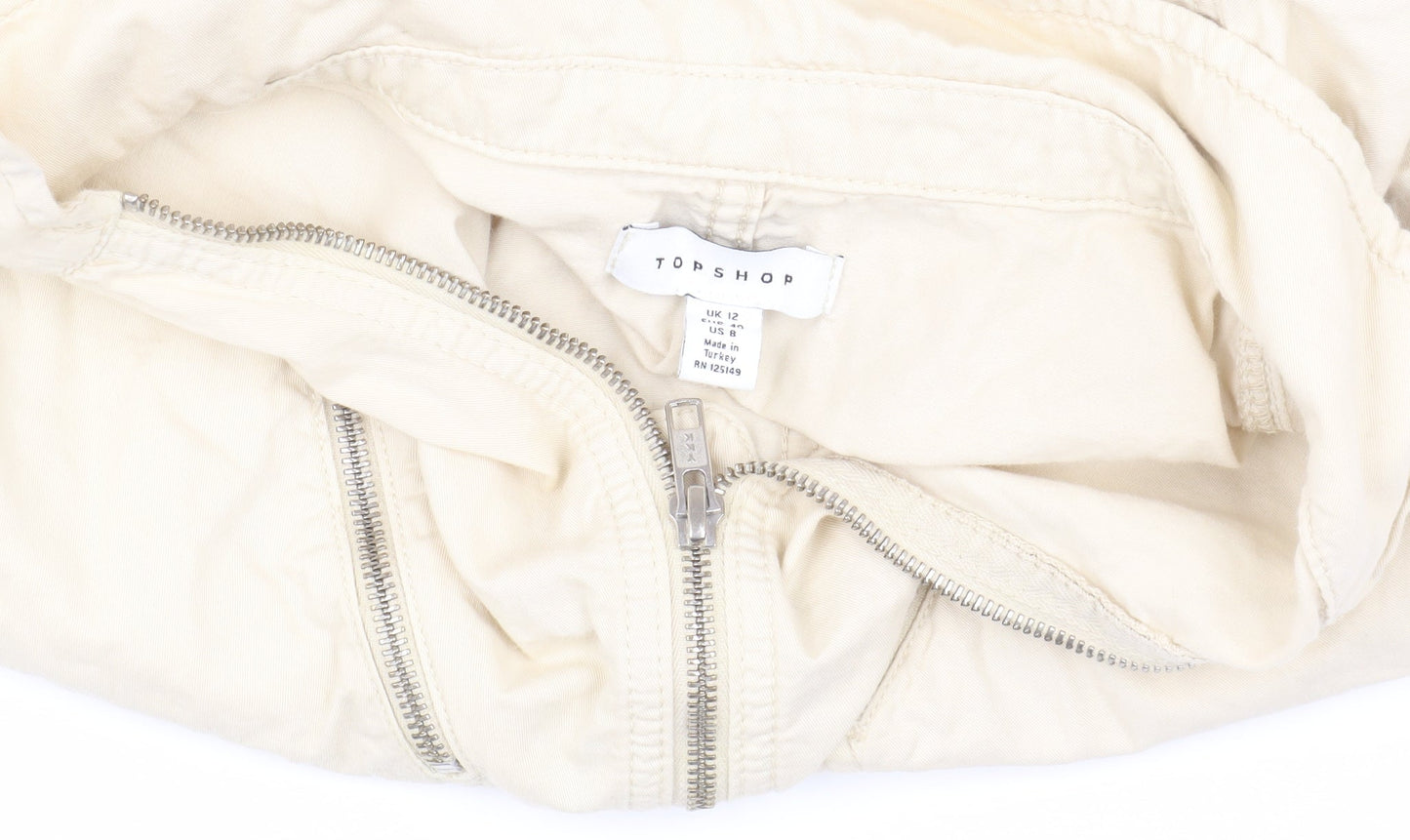 Topshop Women's Beige Collared Jumpsuit, Size 12