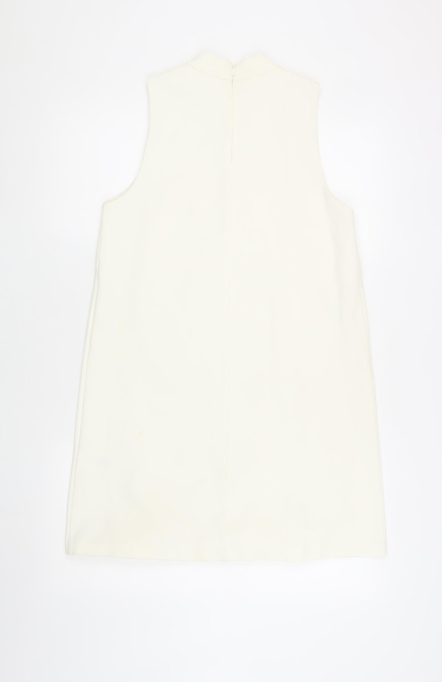 Basic Women's Ivory Shift Dress, Size 10, High Neck