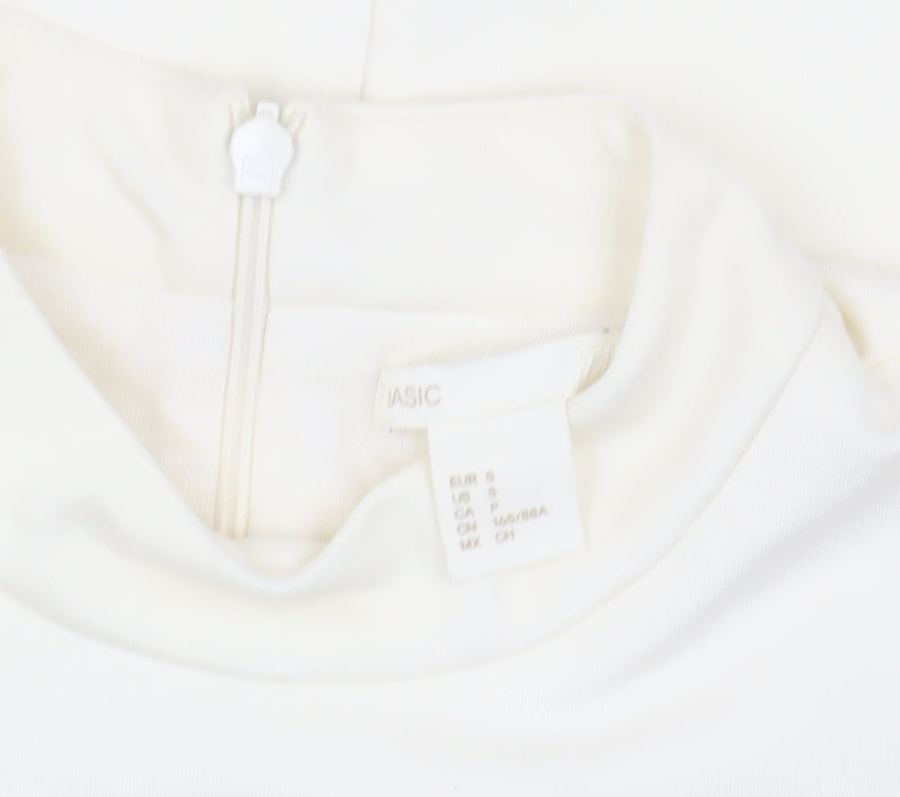 Basic Women's Ivory Shift Dress, Size 10, High Neck