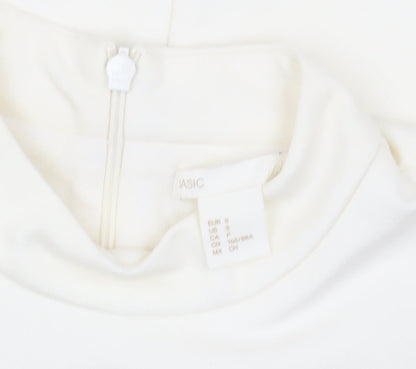 Basic Women's Ivory Shift Dress, Size 10, High Neck