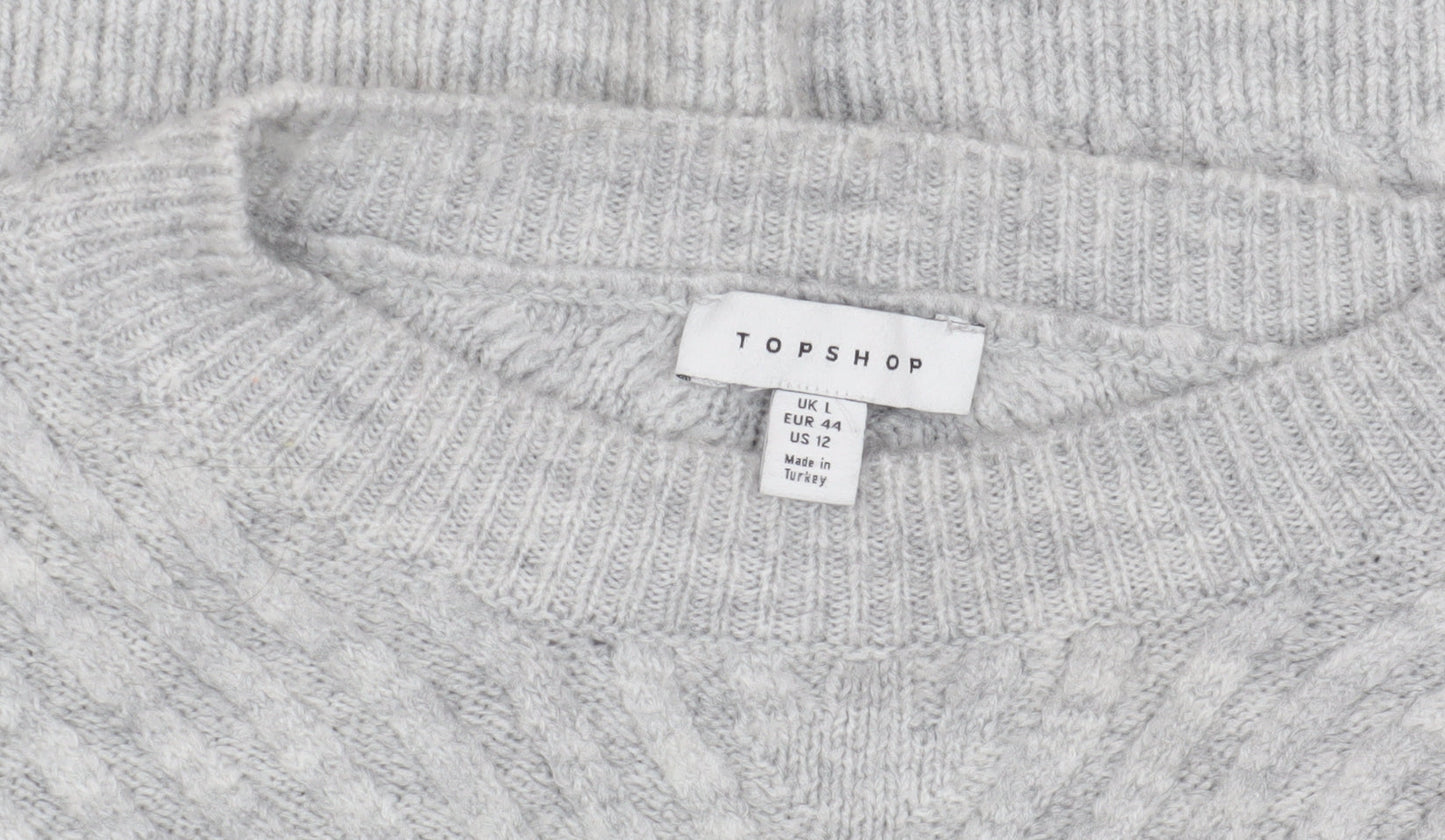 Womens UK Size L Topshop Grey Jumper Jumper