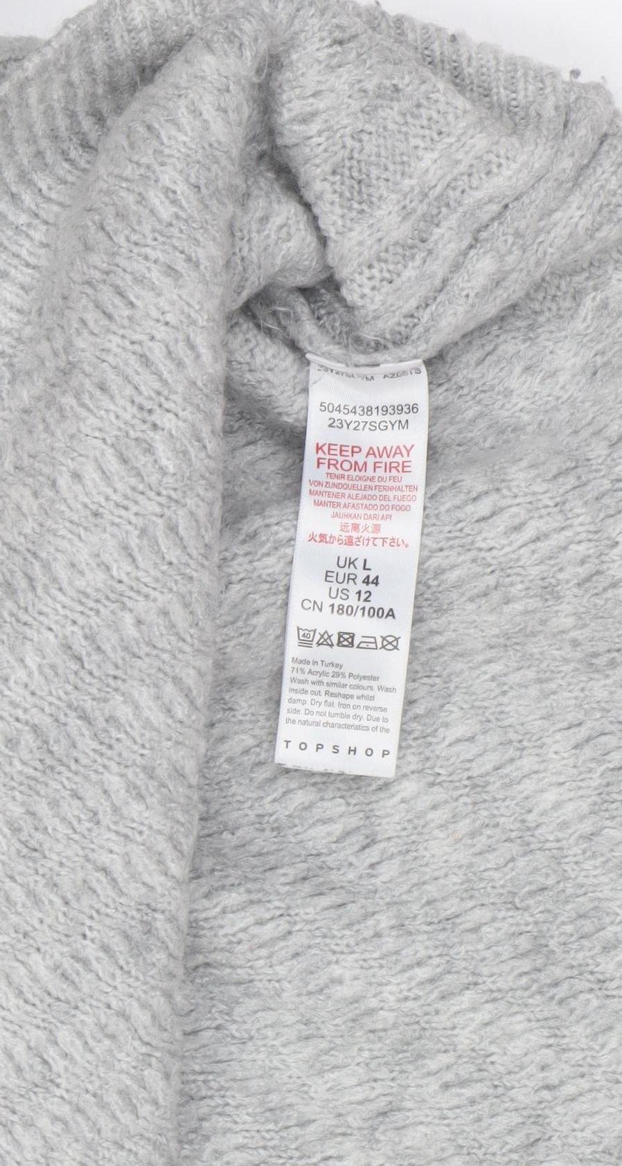 Womens UK Size L Topshop Grey Jumper Jumper