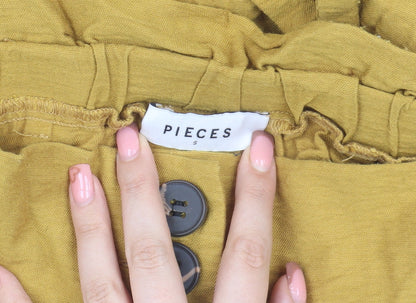 Pieces Women Yellow Long Linen A-Line Skirt