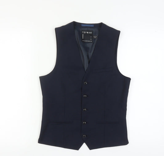 Mens UK Size 36 Topman Regular Blue Suit Waistcoat