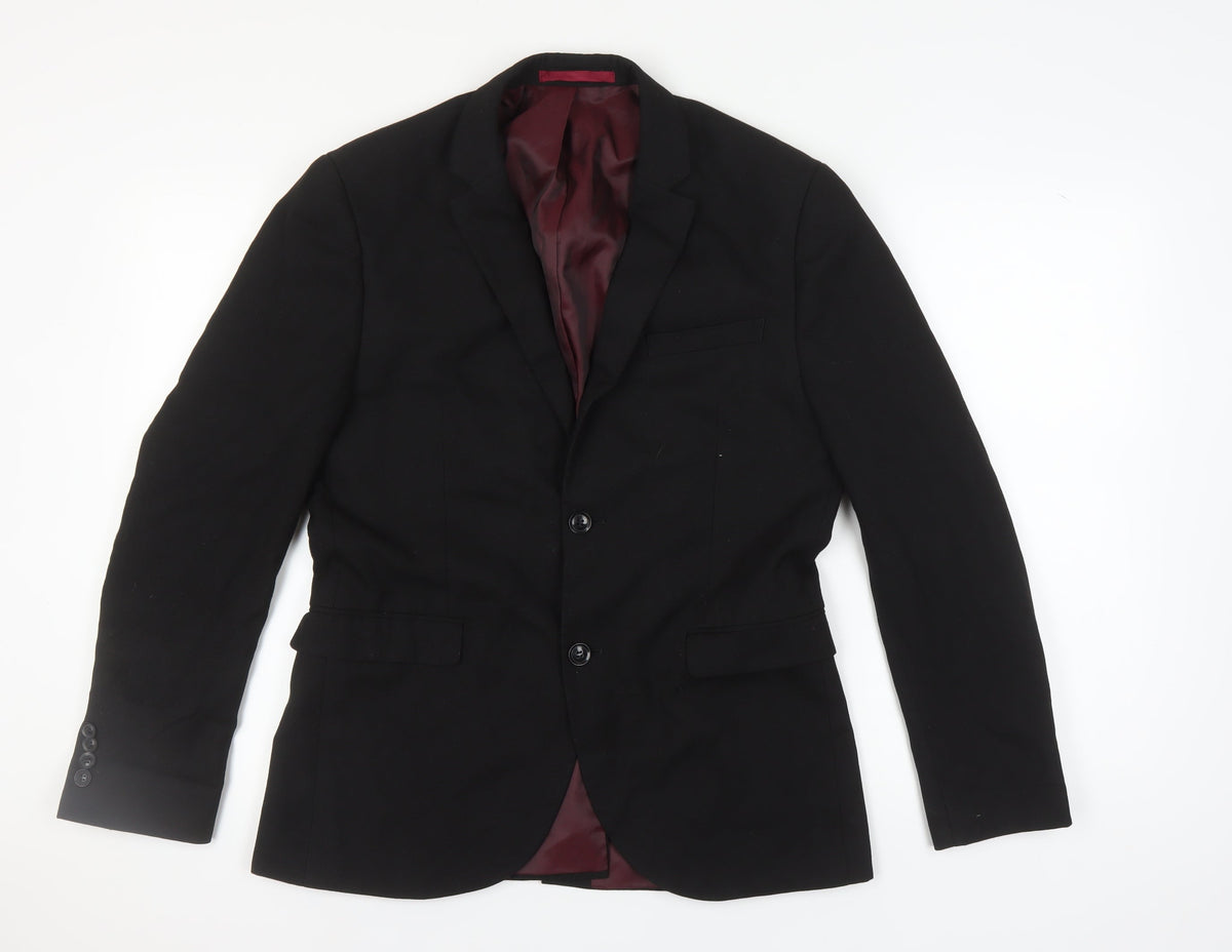 Mens UK Size 40 Topman Regular Black Suit Jacket