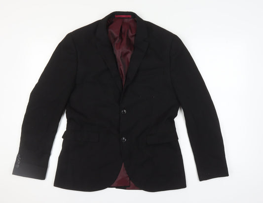 Mens UK Size 40 Topman Regular Black Suit Jacket